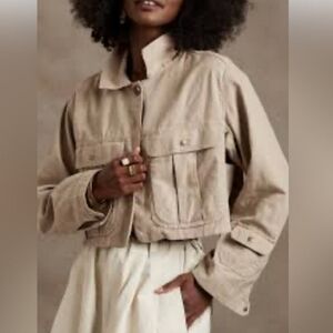 MADEWELL Woolf Canvas Cropped Cargo Utility Jacket Abalone NWOT